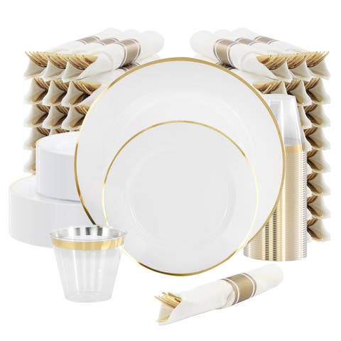 350 Piece Disposable Plastic Dinnerware Party Set for 50 Guests