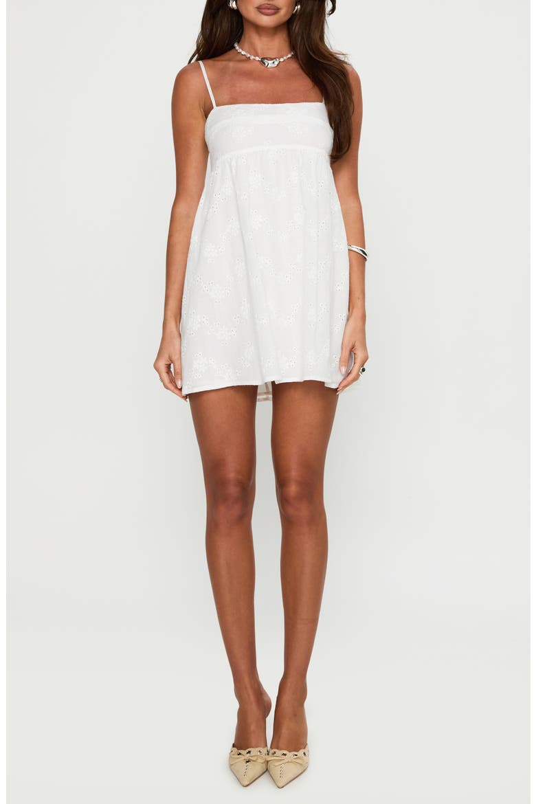 Ortega Broderie Anglaise Babydoll Minidress, Main, color, WHITE BROIDERIE