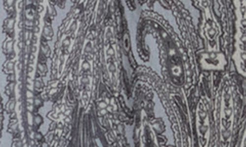 Lovestitch Paisley Long Sleeve Chiffon Midi Dress In Gray