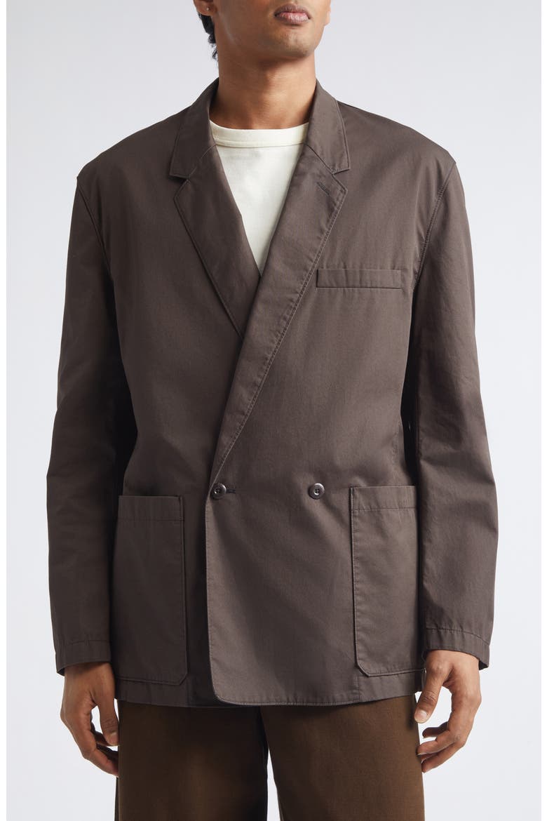 Double Breasted Cotton Twill Workwear Jacket, Main, color, RISTRETTO
