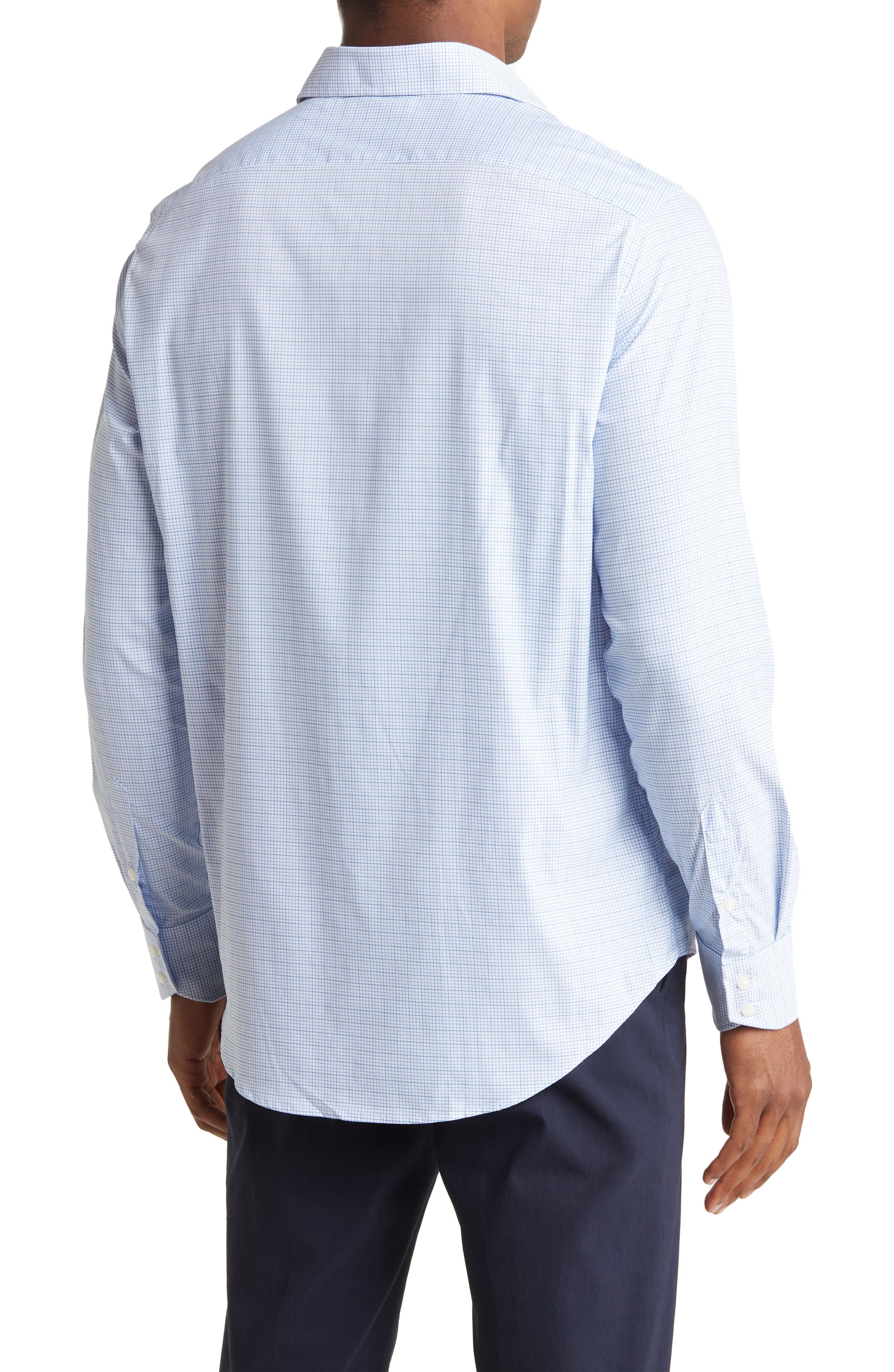 Thomas Dean Grid Print Performance Sport Shirt (Men) | Nordstromrack