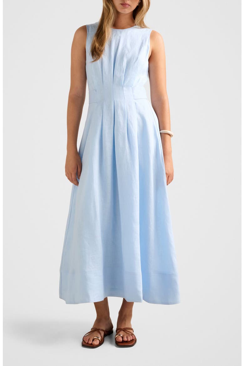 Rosie Tuck Detail Sleeveless Linen Dress, Main, color, BLUEBELL