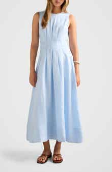 Rosie Tuck Detail Sleeveless Linen Dress