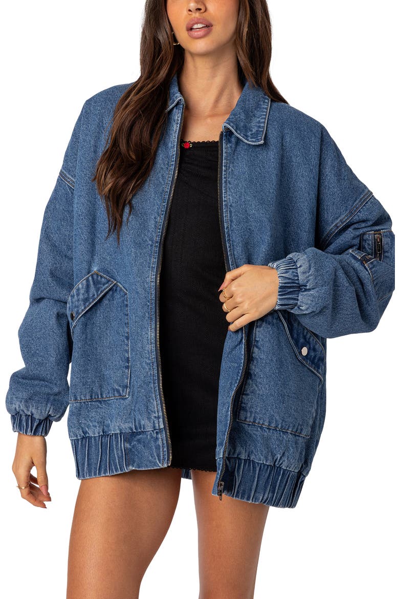 Sophie Oversize Denim Jacket, Main, color, BLUE-WASHED