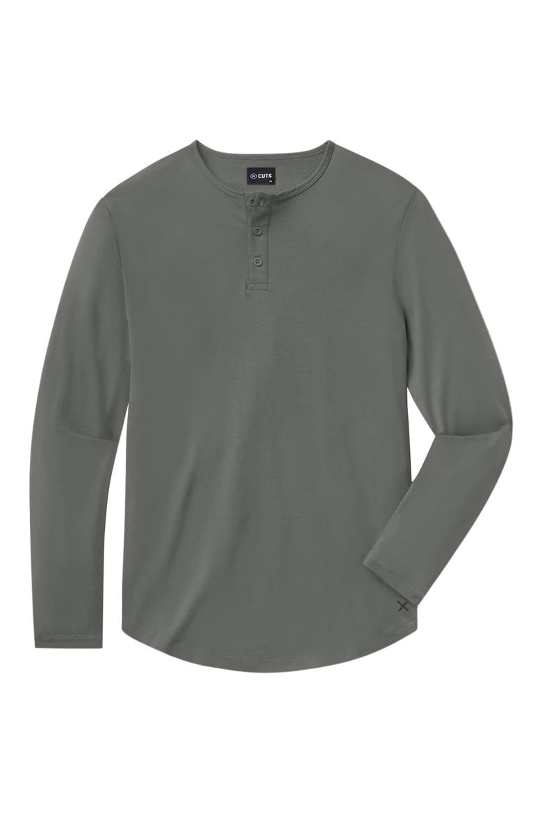 AO Curved Hem Long Sleeve Henley, Alternate, color, CASTOR GREY
