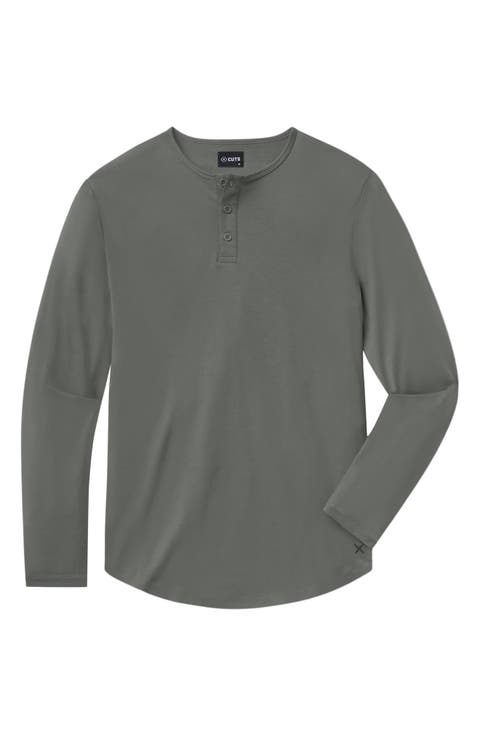 AO Curved Hem Long Sleeve Henley