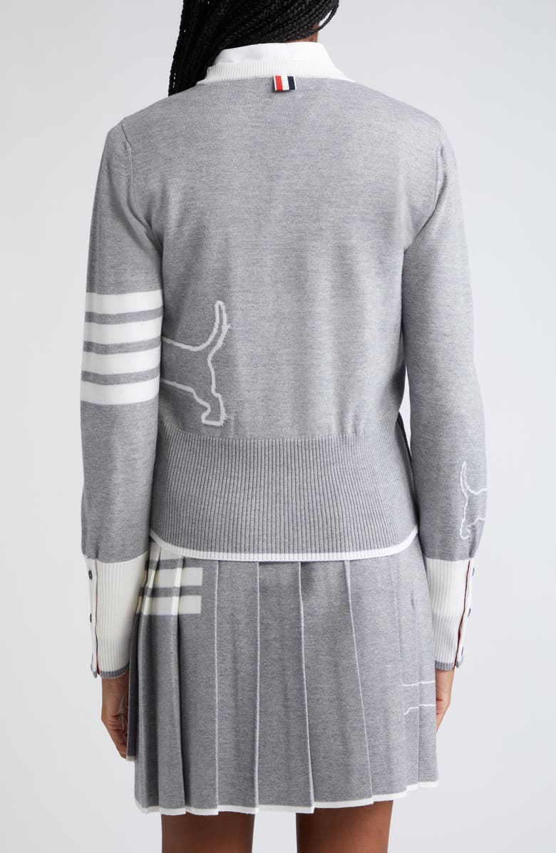 Thom Browne Hector Dog Intarsia 4-Bar Virgin Wool Crewneck Sweater, Alternate, color,