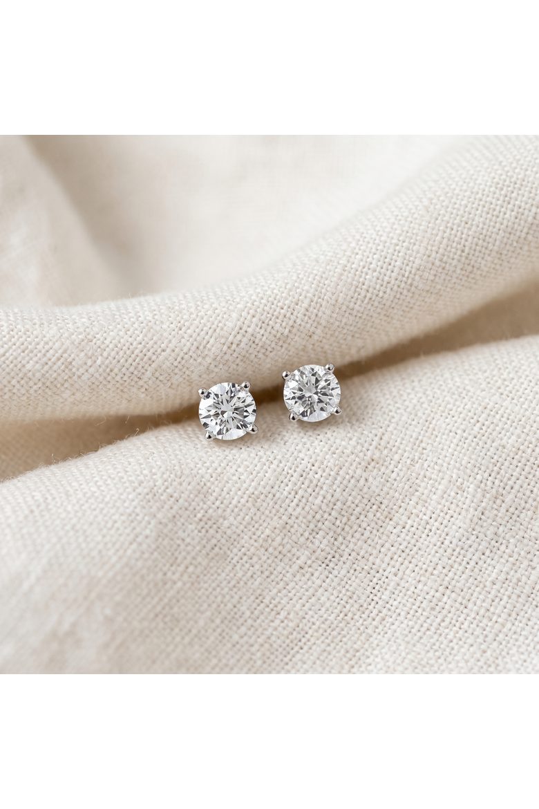 Certified 1/2Ct TW Natural Diamond Screw Back Studs Gold Earrings, Alternate, color, 14k White Gold