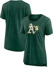 Fanatics MTO Label Women's Green Athletics Weathered Official Logo Tri-Blend T-Shirt