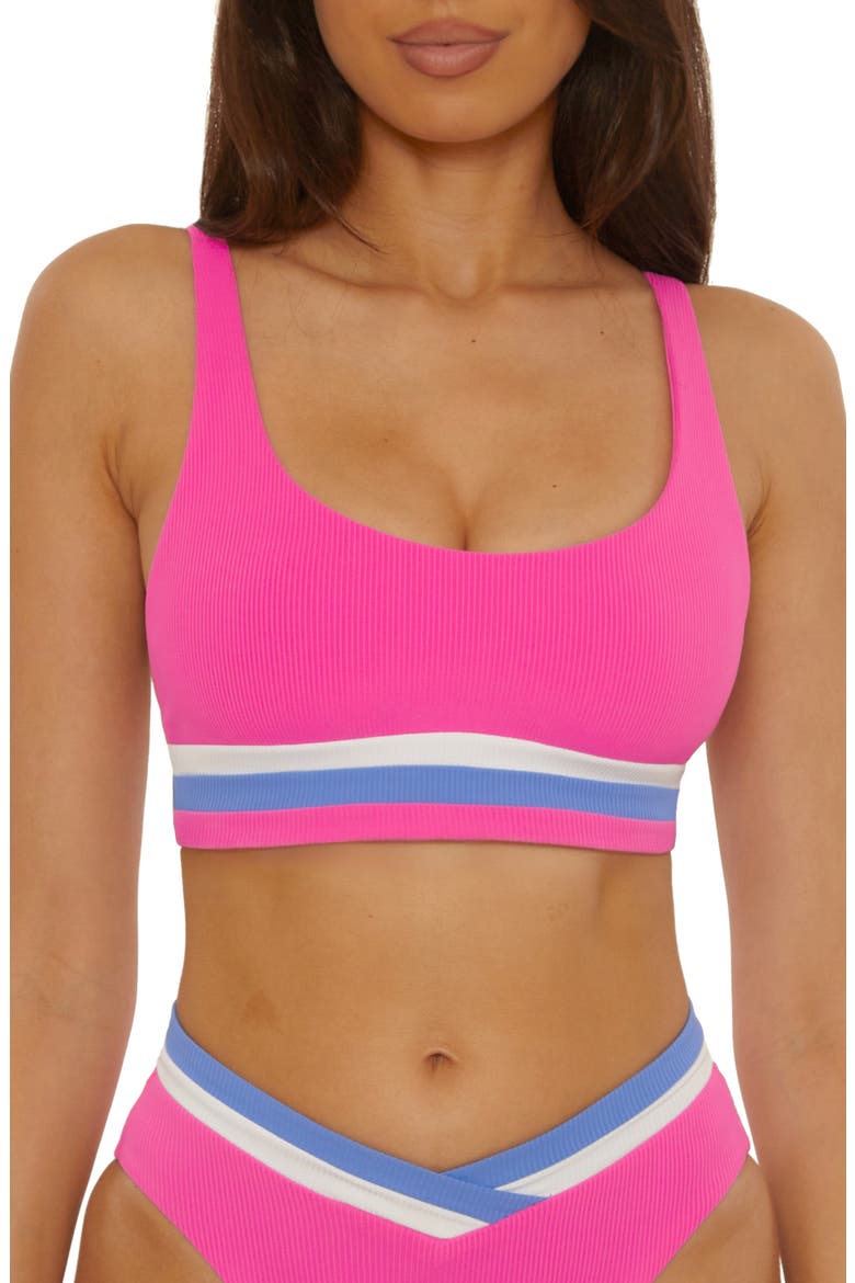 Coast Line Rib Bikini Top, Main, color, ROSE BERRY