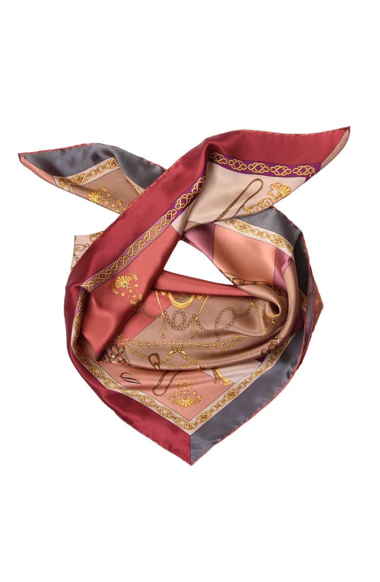 Elizabetta Gabriella - Hand Rolled Silk Foulard for Women, Main, color, Rosewood
