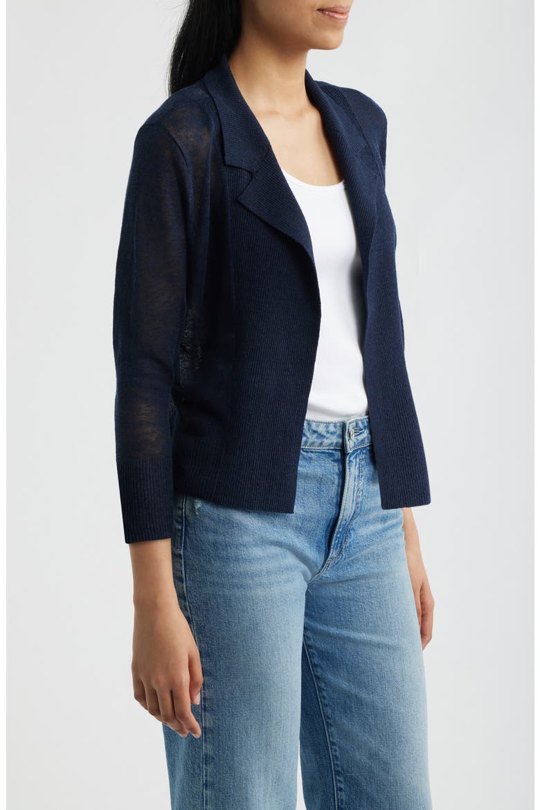 Featherknit Linen Blend Cardigan, Alternate, color, DARK INDIGO