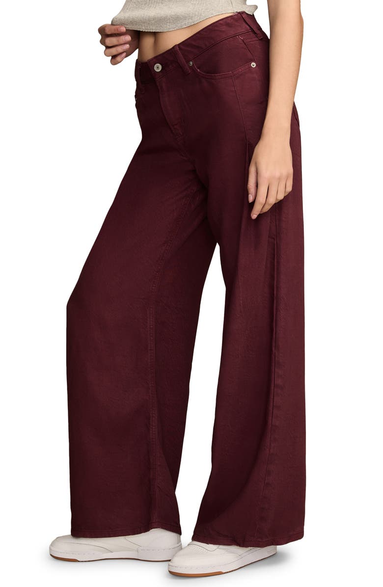 Lucky Brand Palazzo Pleated High Waist Wide Leg Jeans, Alternate, color, Vineyard Wine