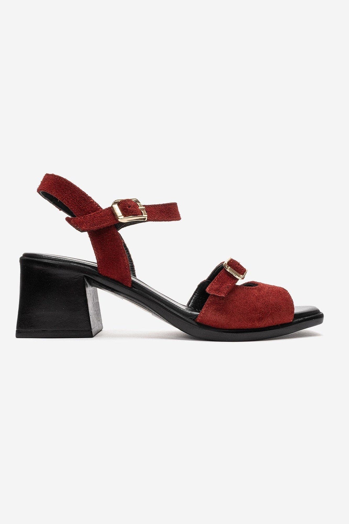 Yolen Leather Block Heel Sandal, Alternate, color, Red Suede