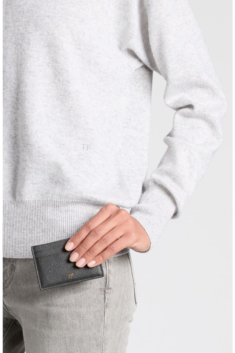 Grained Leather Card Holder, Alternate, color, 1N001 BLACK