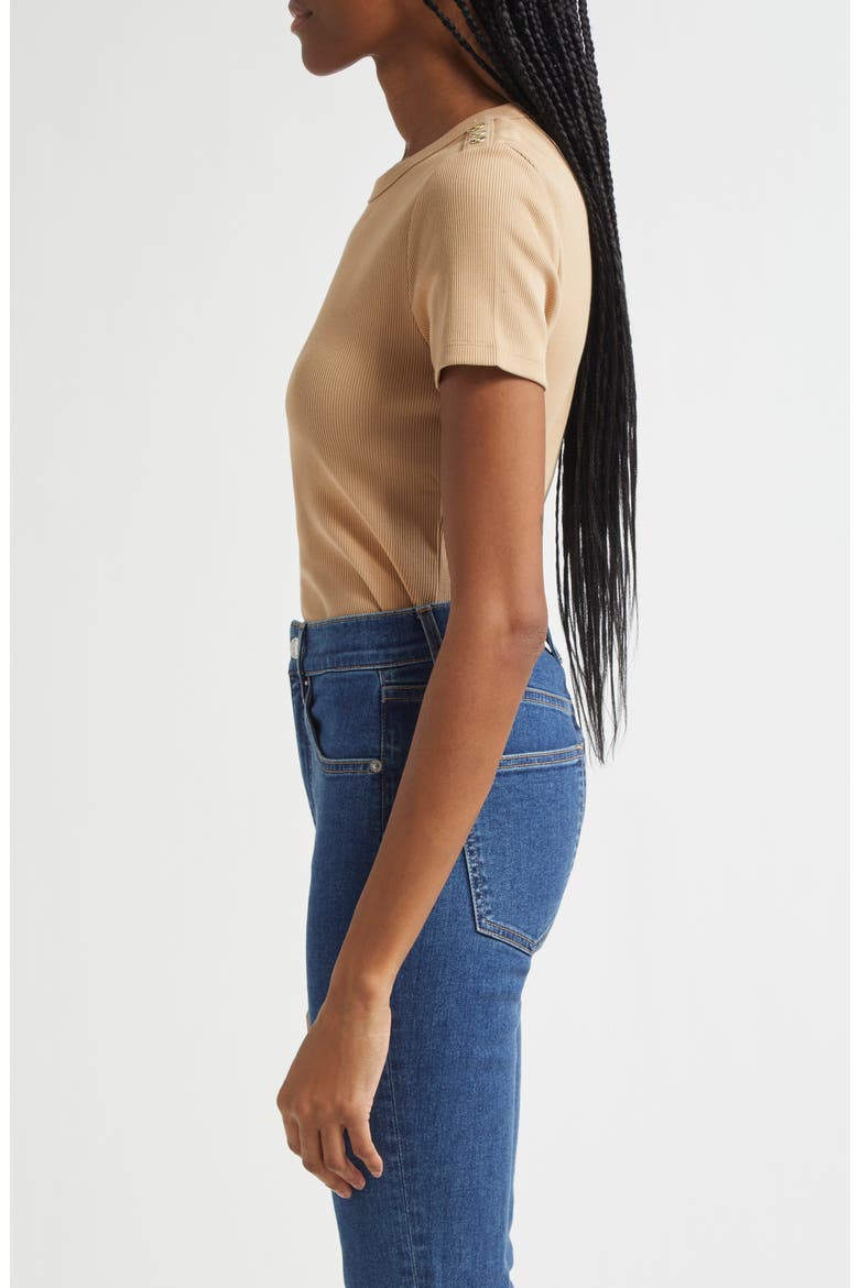 Draya Button Detail Rib Top, Alternate, color, KHAKI