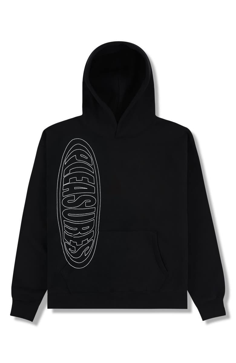 PLEASURES Ellipse Embroidered Hoodie, Main, color, Black