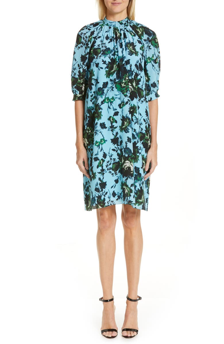 Erdem Belted Floral Print Silk Voile Dress, Alternate, color, 