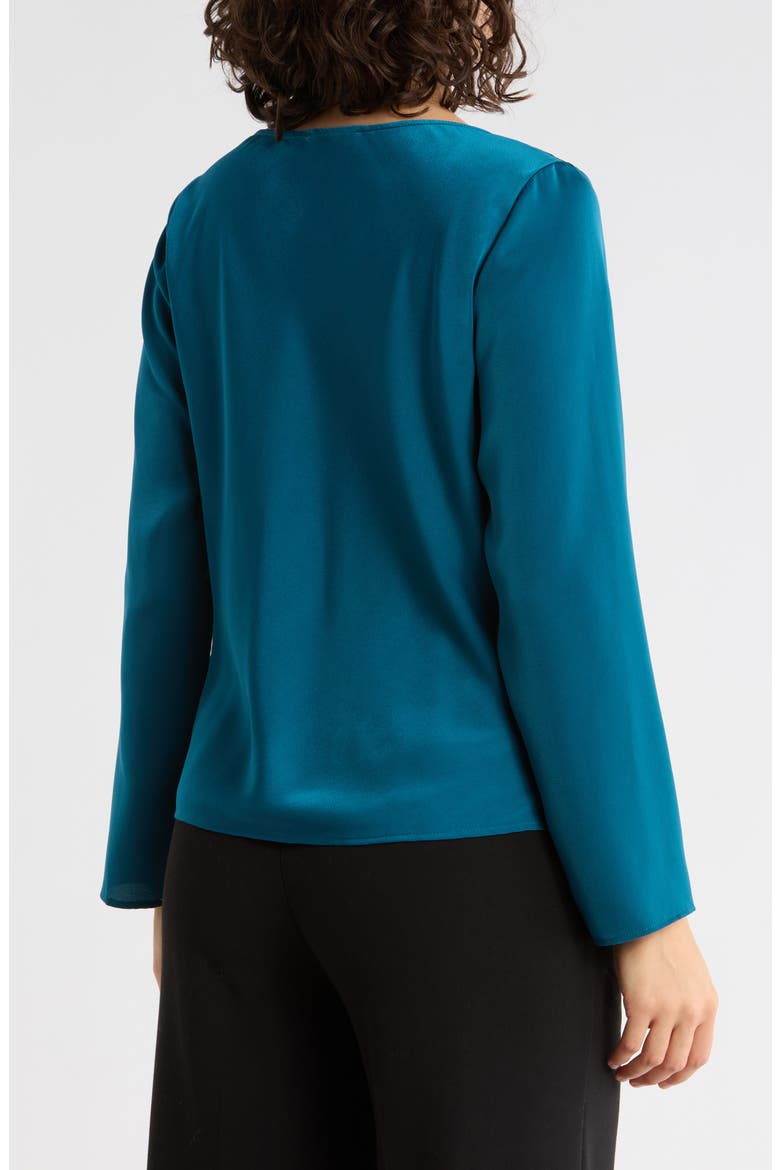 Cowl Neck Long Sleeve Satin Top, Alternate, color, TEAL