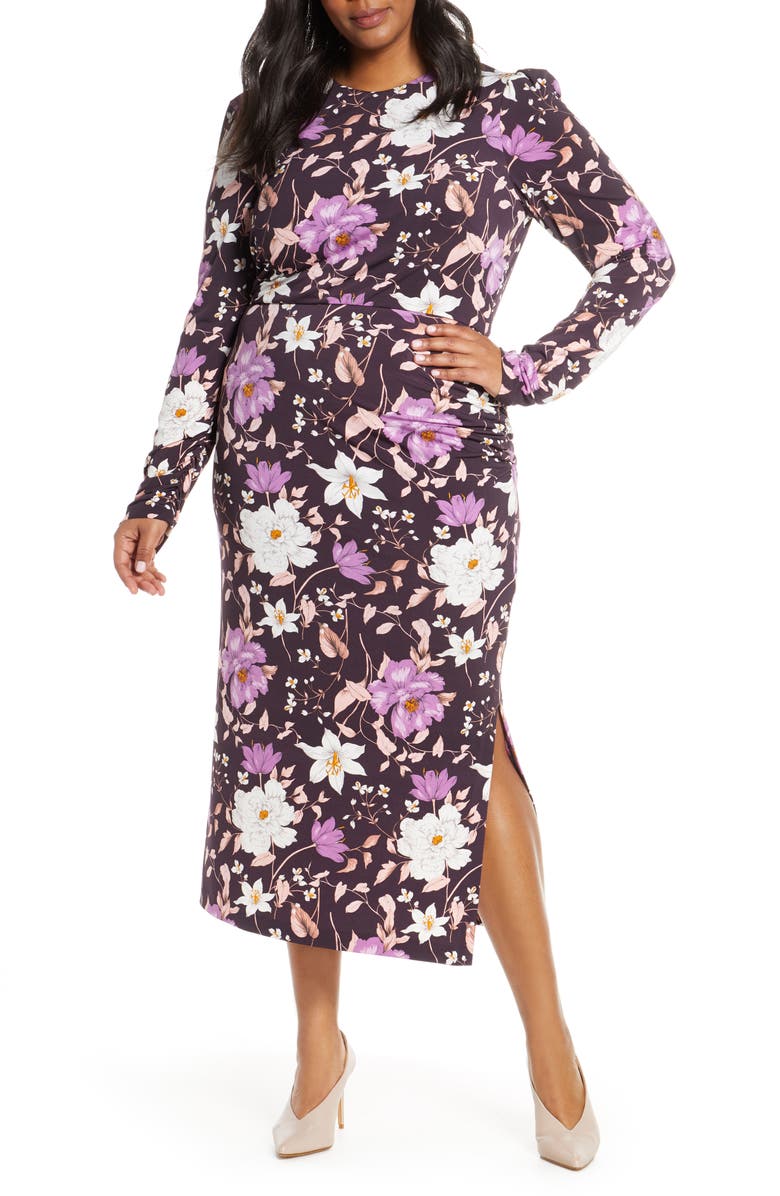 Eliza J Floral Long Sleeve Midi Dress, Main, color, 