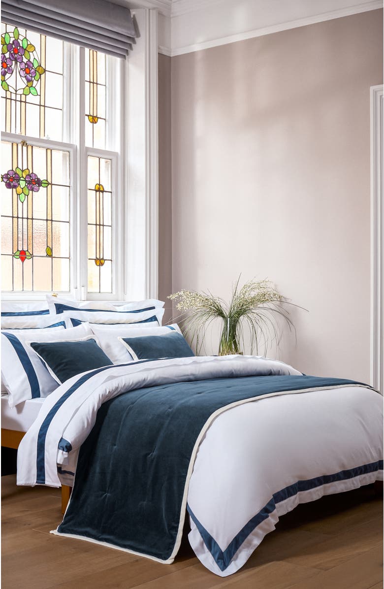 CHRISTY Balmoral Luxury Cotton Sateen Duvet Cover Sets, Alternate, color, Navy Blue