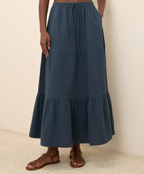 Pact Organic Cotton Coastal Double Gauze Tiered Maxi Skirt