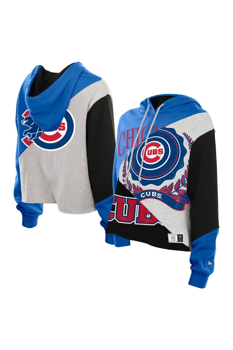 Women's New Era  Chicago Cubs Upcycled Color Block Cropped Boxy Hoodie, Main, color, Blue