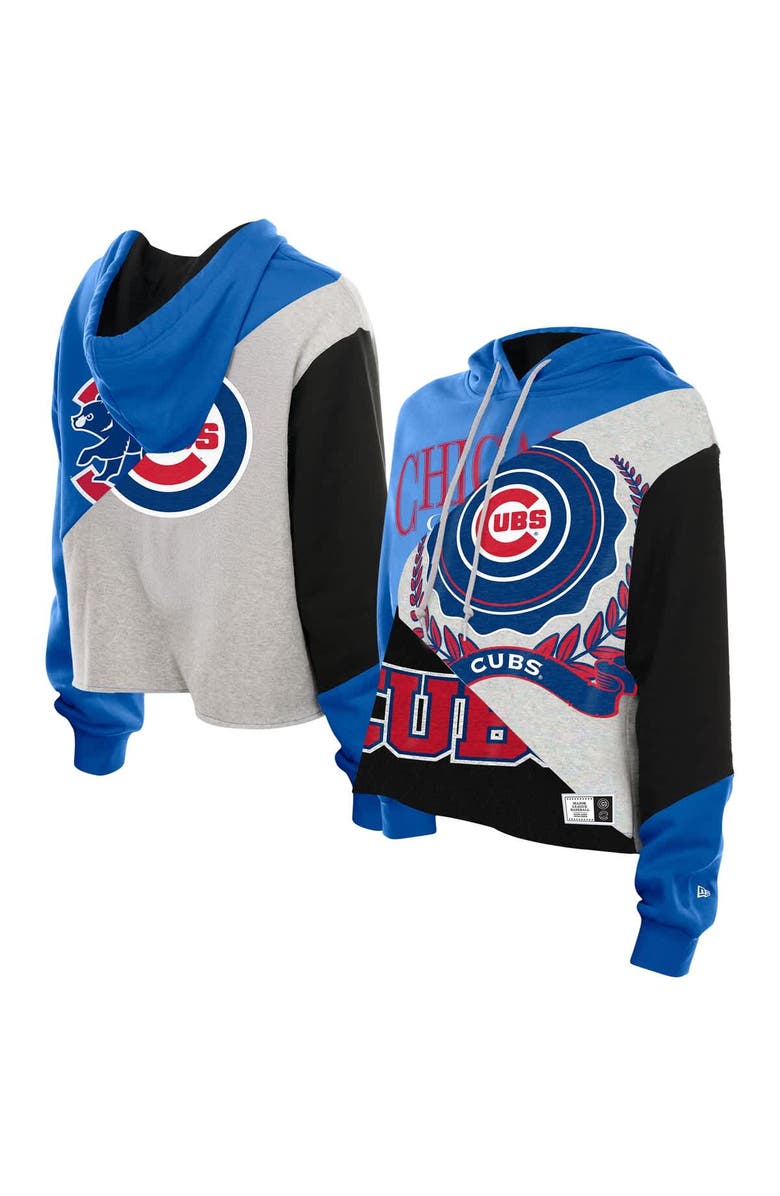 New Era Women's New Era  Chicago Cubs Upcycled Color Block Cropped Boxy Hoodie, Main, color, Blue