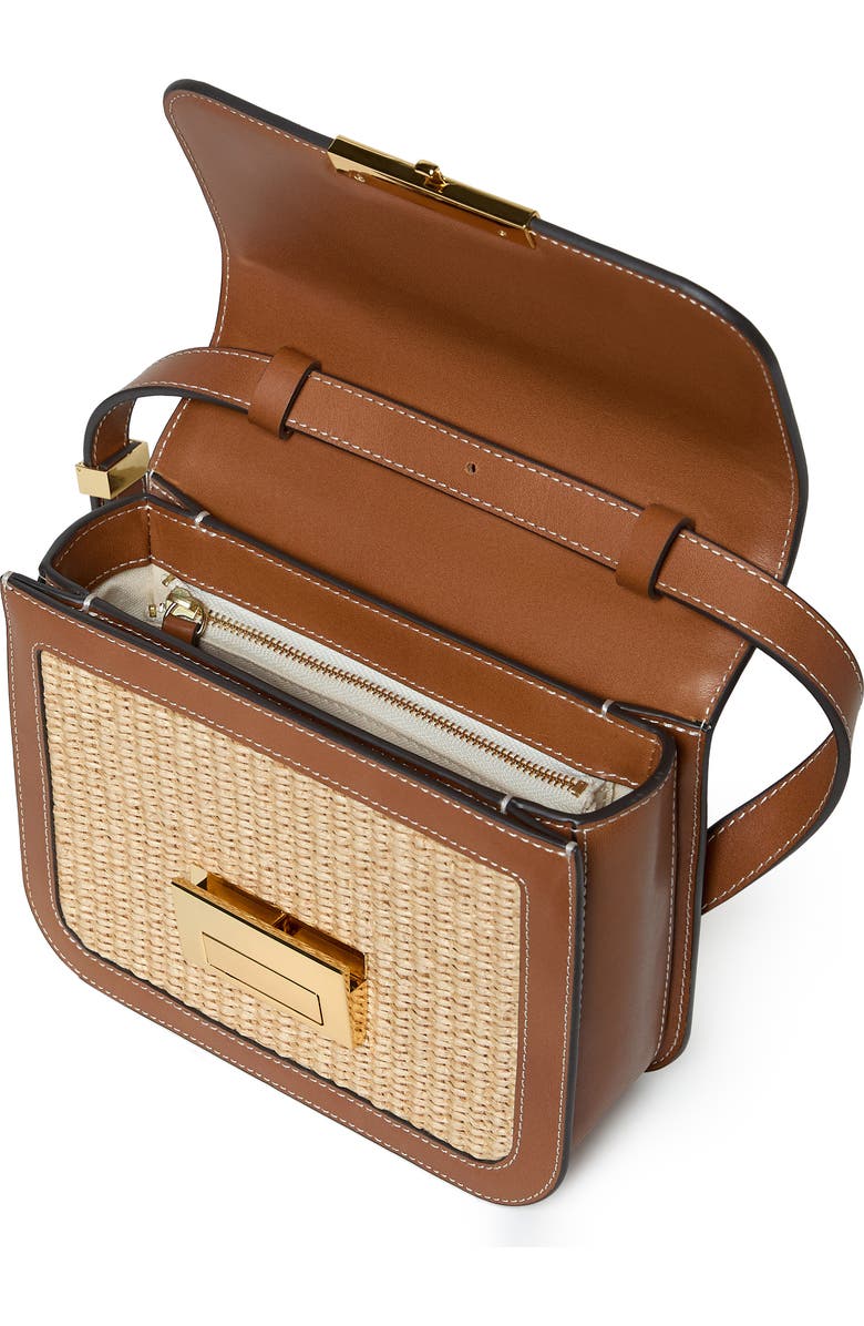 Loeffler Randall Desi Woven Raffia & Leather Shoulder Bag, Alternate, color, Natural/ Cacao