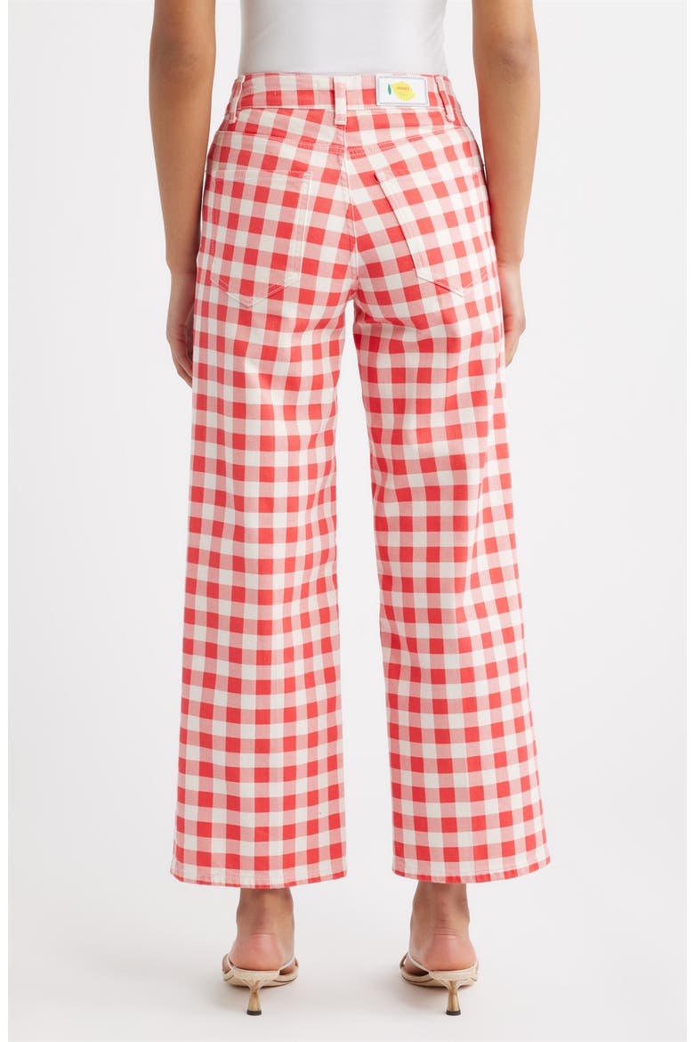 x Giadzy Getty High Waist Crop Wide Leg Jeans, Alternate, color, TOMATO GINGHAM