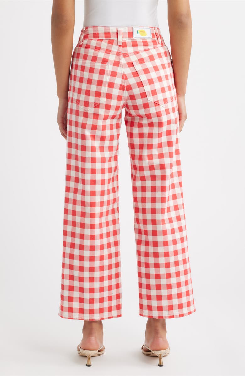 Rails Getty High Waist Crop Wide Leg Jeans, Alternate, color, Tomato Gingham
