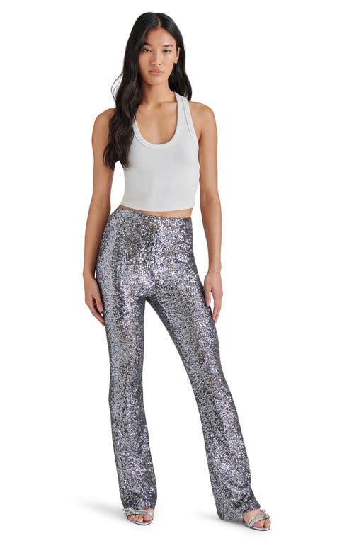 STEVE MADDEN STEVE MADDEN CITRINE SEQUIN HIGH WAIST FLARE LEG PANTS
