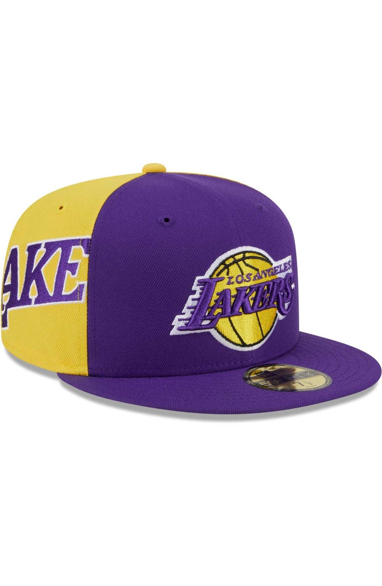 New Era Men's New Era Purple/Gold Los Angeles Lakers Gameday Wordmark 59FIFTY Fitted Hat, Alternate, color, Purple
