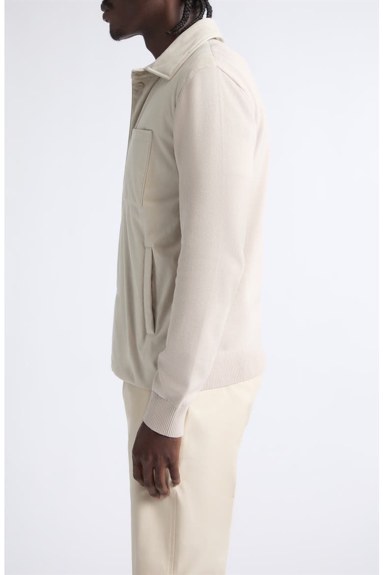 Cotton Knit Suede Effect Sweater-Jacket, Alternate, color, 1985 CHAMPAGNE
