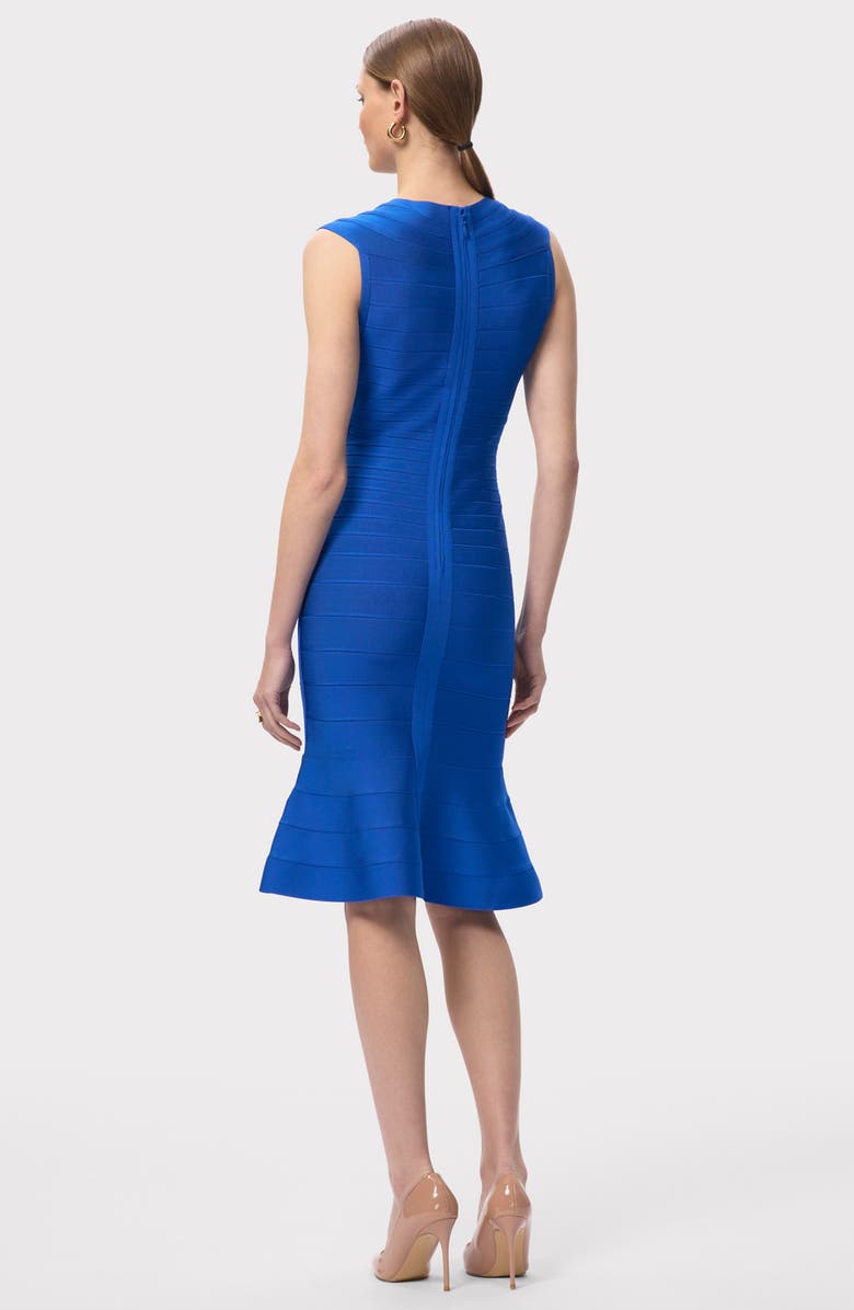Herve Leger The Sophia Flare Hem Bandage Dress, Alternate, color, Bright Blue