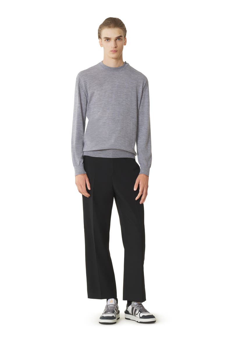 Black Merino Wool Sweater, Main, color, Light Grey