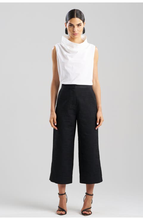 Geo Texture Jacquard Wide Leg Crop Pant