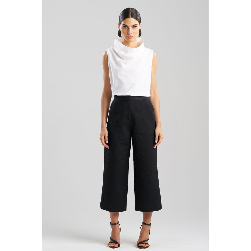 Natori Geo Texture Jacquard Wide Leg Crop Pant In Black