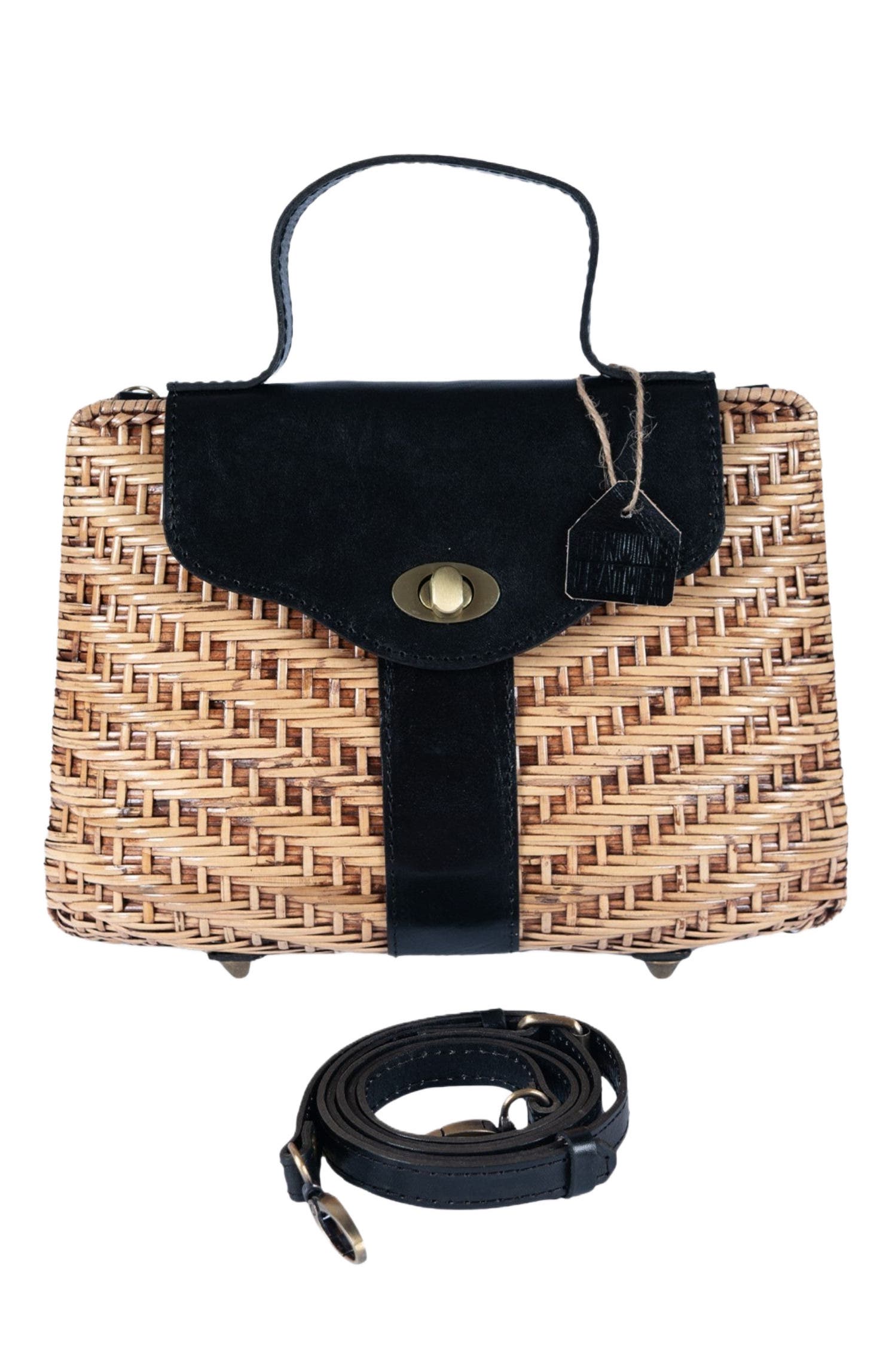 Jelavu Nori Structured Rattan Handbag, Alternate, color, Black
