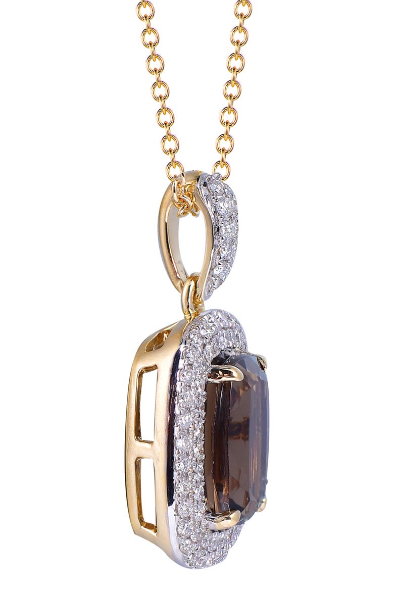 Smoky Quartz Necklace with Diamonds, Alternate, color, Brown