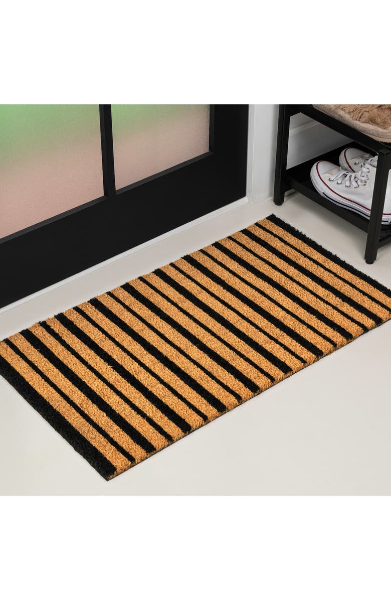 JONATHAN Y Peater Classic Casual Commerical Natural Coir Indoor/Outdoor Mat, Main, color, Natural Black