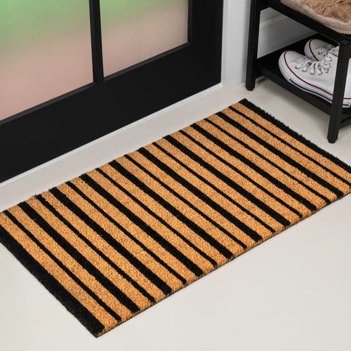 Jonathan Y Peater Classic Casual Commerical Natural Coir Indoor/outdoor Mat In Black