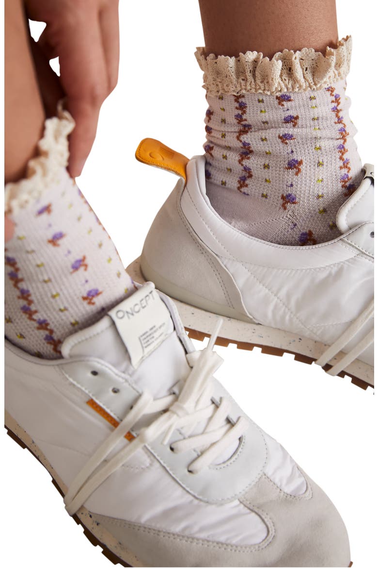 Rosebud Waffle Knit Ankle Socks, Alternate, color, HEAVENLY PINK