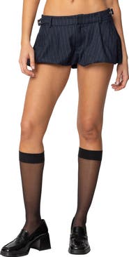 EDIKTED Buckled Pinstripe Bubble Shorts