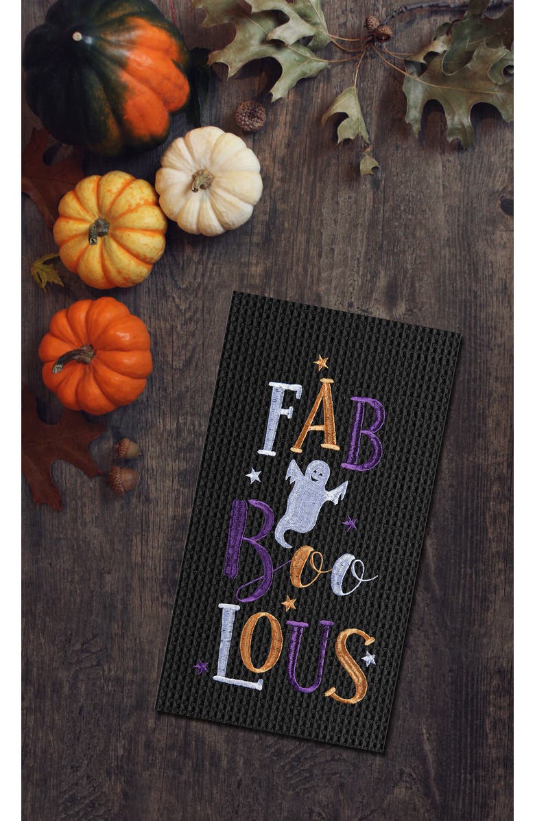C&F Home FAB-Boo-Lous Ghost Embroidered Cotton Halloween Waffle Weave Kitchen Towel, Alternate, color, Purple