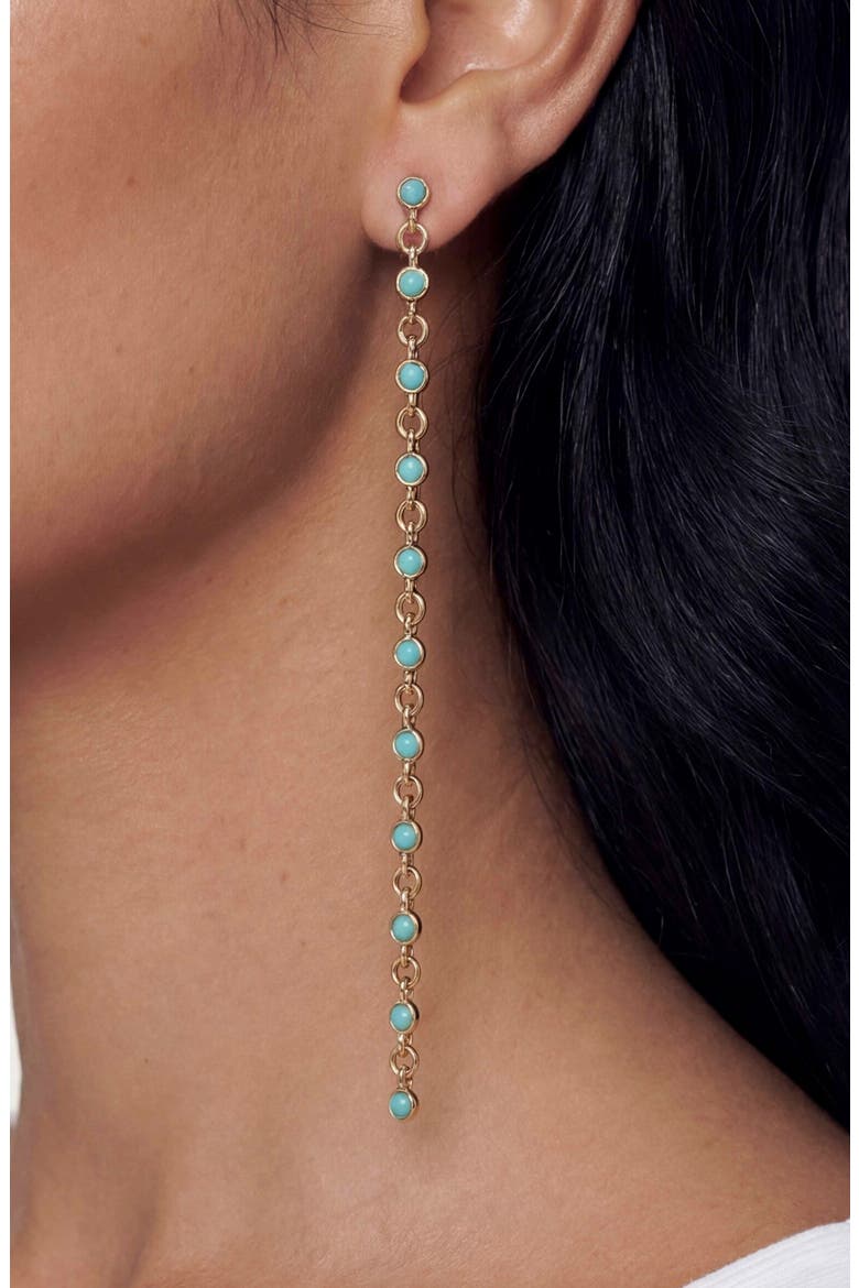 Dainty Crystal Linear Drop Earrings, Alternate, color, TURQUOISE/ GOLD