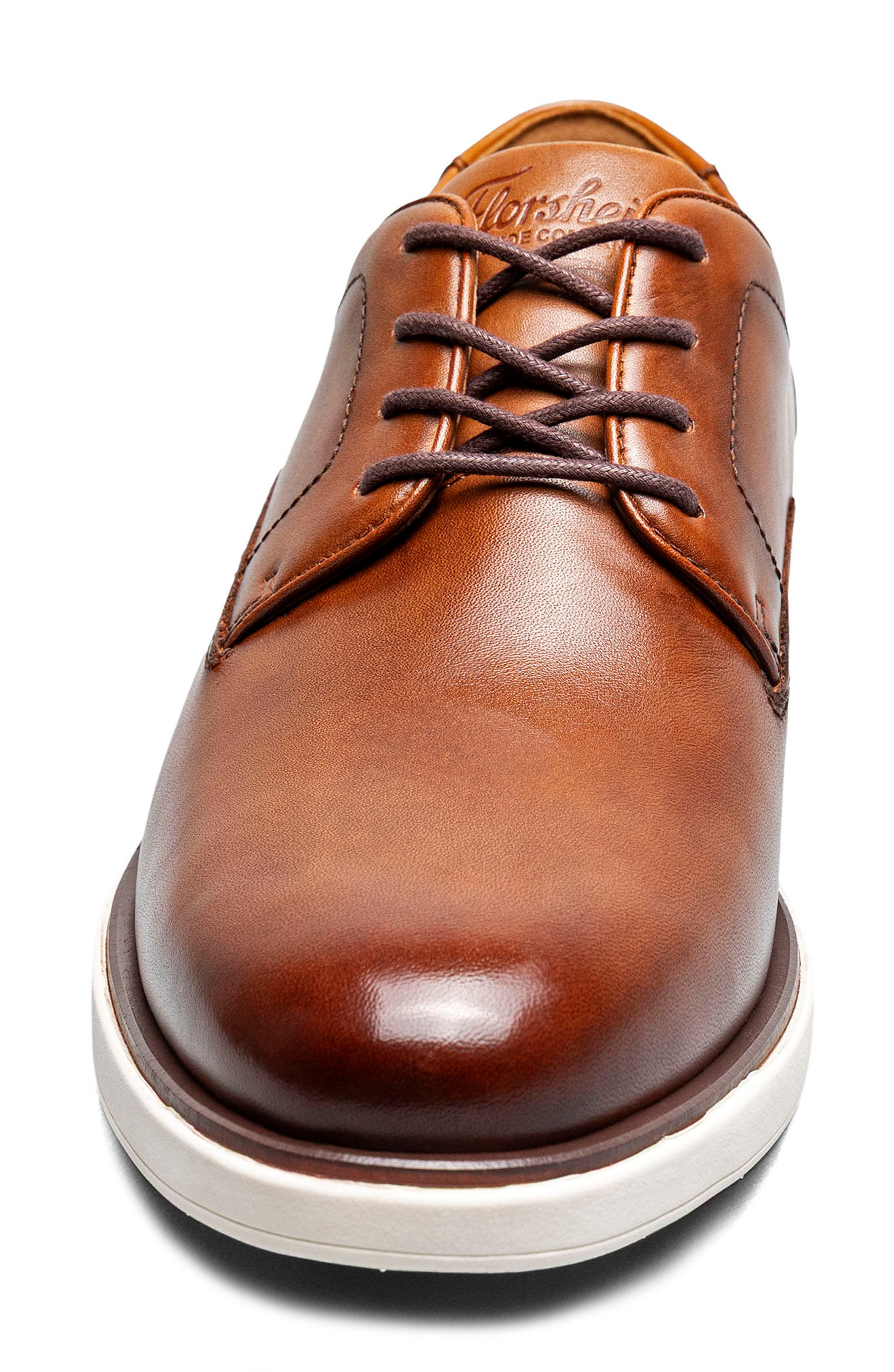 Avenue Plain Toe Leather Derby, Alternate, color, COGNAC MLT