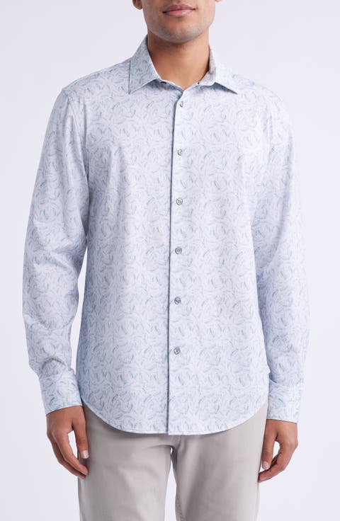 James OoohCotton® Feather Print Button-Up Shirt