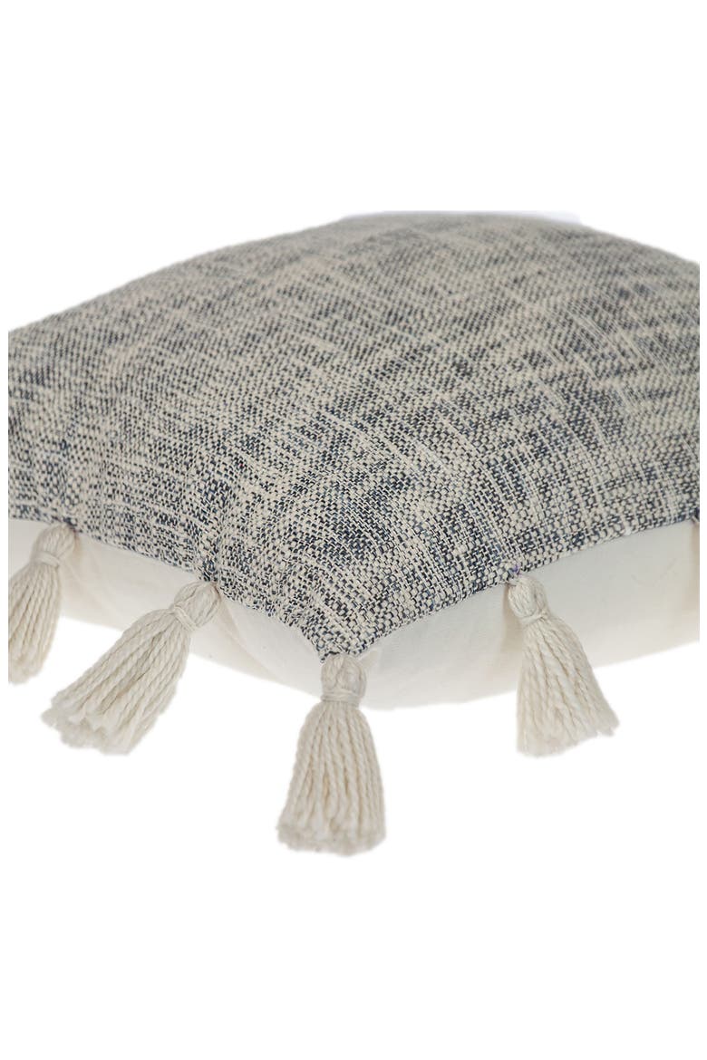Tassel Trim Square Accent Pillow, Alternate, color, GREY