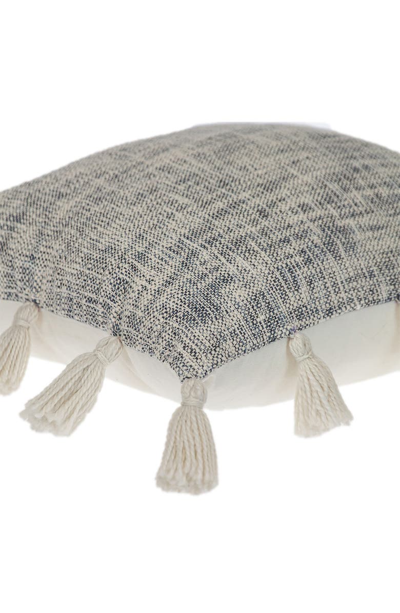 PARKLAND COLLECTION Tassel Trim Square Accent Pillow, Alternate, color, Grey